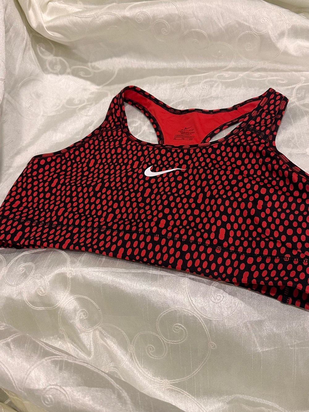 Nike Red and Black Dotted Racerback Sports Bra